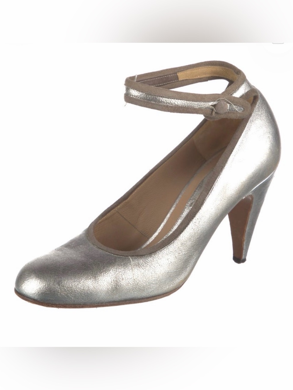 Marni Metallic Silver Ankle-Strap Pump